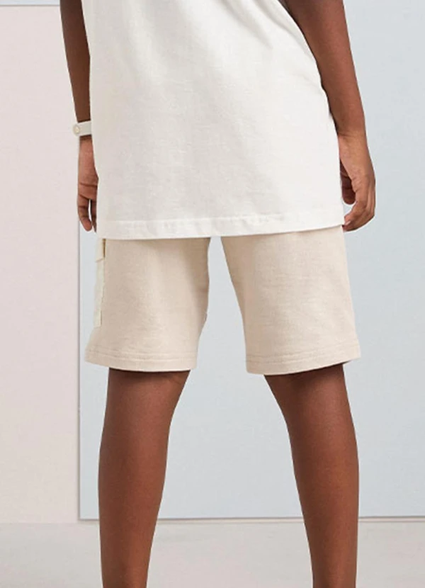 Youccie - Bermuda de Moletom Bege com Cadarço Cru 2
