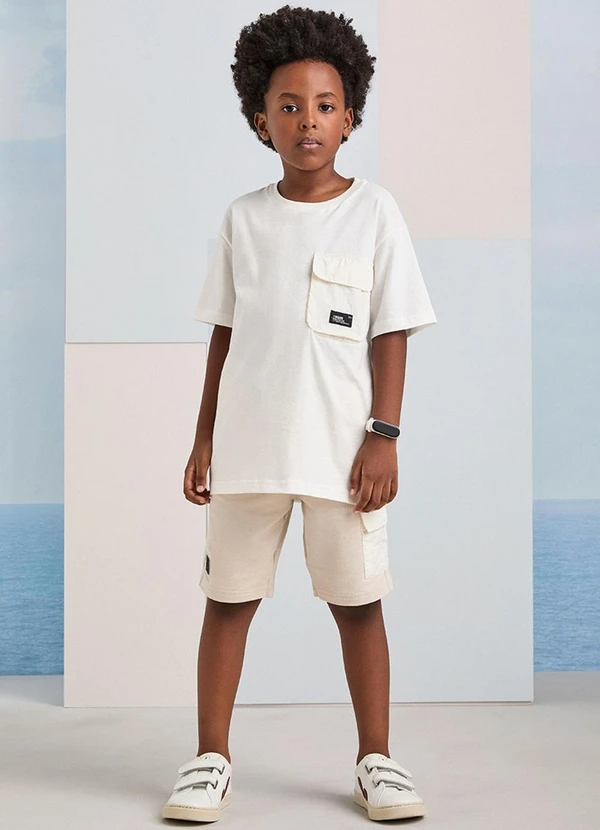 Youccie - Bermuda de Moletom Bege com Cadarço Cru 3