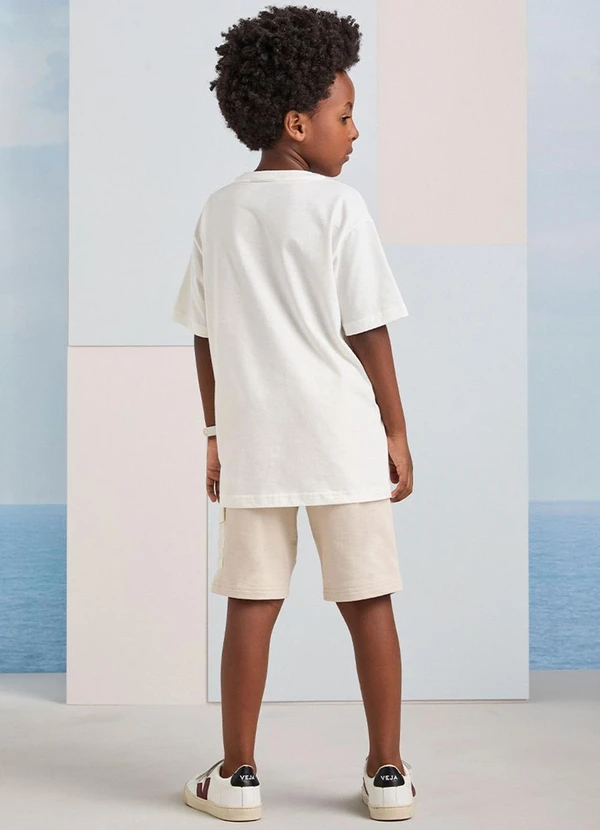 Youccie - Bermuda de Moletom Bege com Cadarço Cru 4