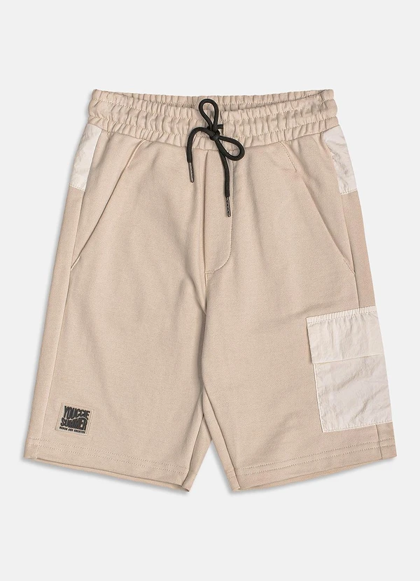 Youccie - Bermuda de Moletom Bege com Cadarço Cru 5