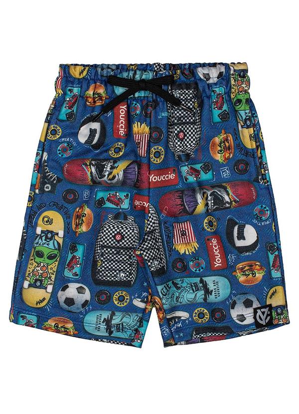 Youccie - Bermuda de Moletom Divertida Azul 3