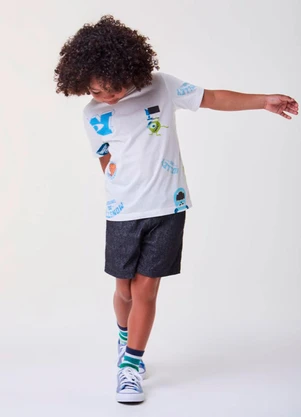 Bimbi - Bermuda de Moletom Mescla com Cadarço Cinza - BIMBI