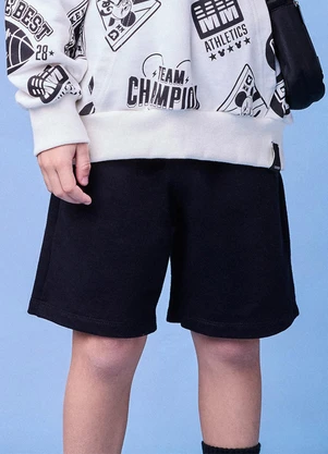 Youccie - Bermuda de Moletom Preta Preto - YOUCCIE