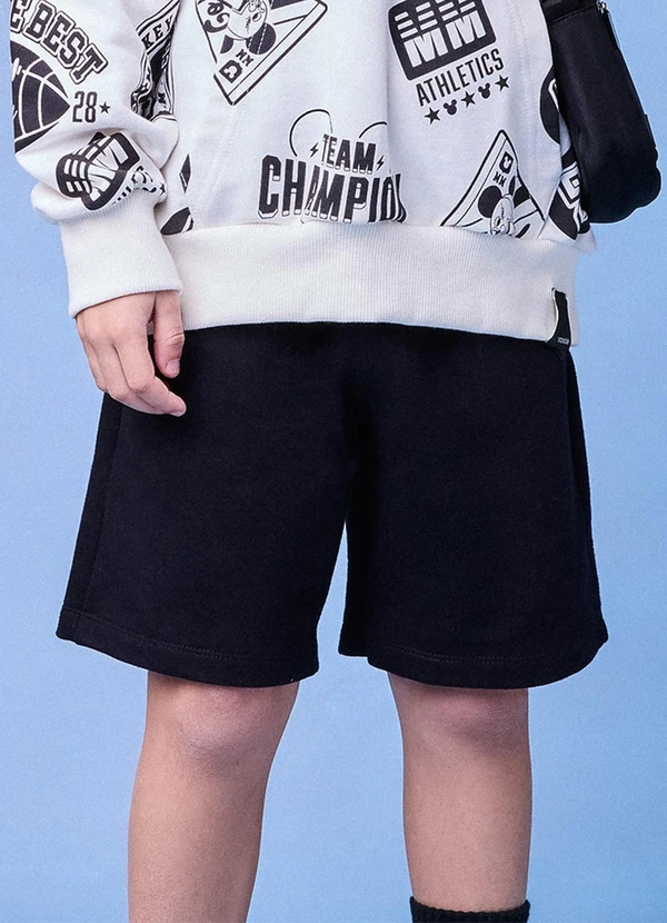 Youccie - Bermuda de Moletom Preta Preto