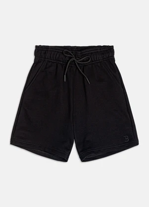 Bimbi - Bermuda de Moletom Preto com Cadarço Preto - BIMBI