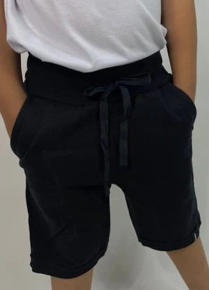 Outlet - Bermuda de Moletom Preto - OUTLET