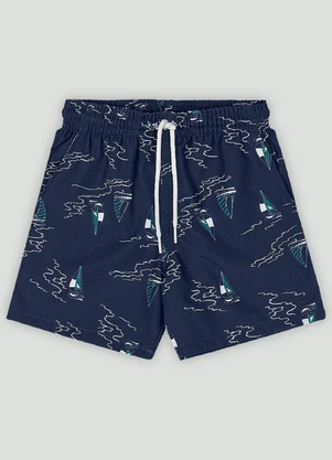 Bermuda de Praia Infantil Microfibra Quimby Azul - QUIMBY