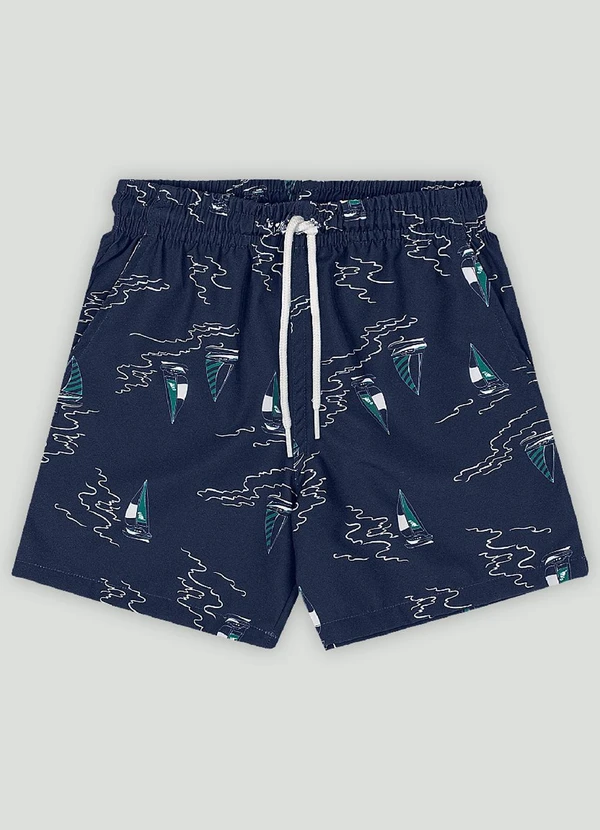 Quimby - Bermuda de Praia Infantil Microfibra Quimby Azul