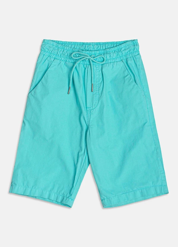 Youccie - Bermuda de Sarja Azul Acqua com Cadarço Verde 5