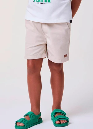 Bimbi - Bermuda de Sarja Bege com Cadarço Bege - BIMBI