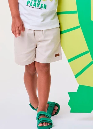 Bimbi - Bermuda de Sarja Bege com Cadarço Bege - BIMBI