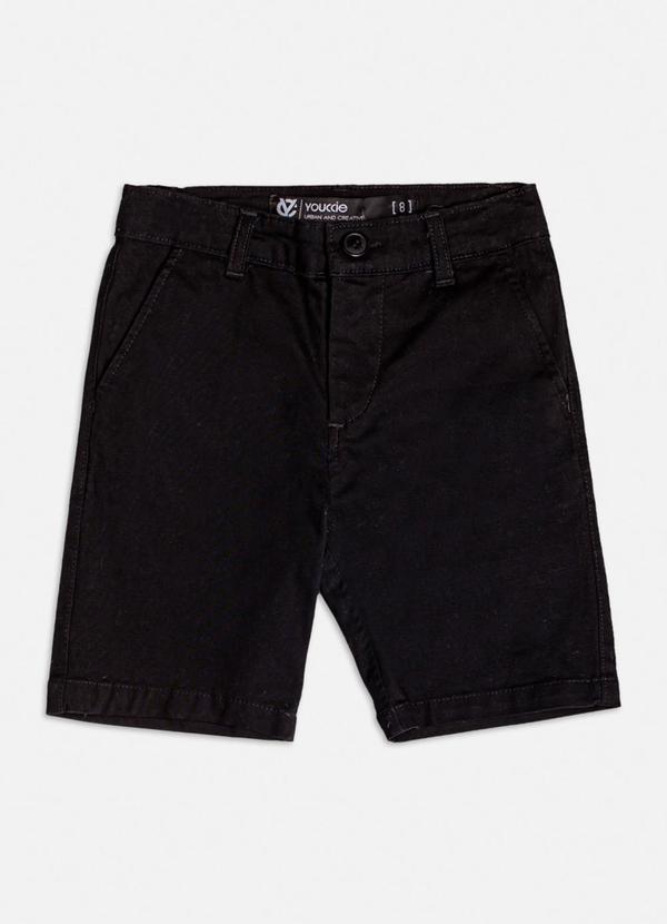 Youccie - Bermuda de Sarja Casual Preta Preto