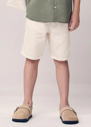 Youccie - Bermuda de Sarja com Bolso Cargo Bege - YOUCCIE
