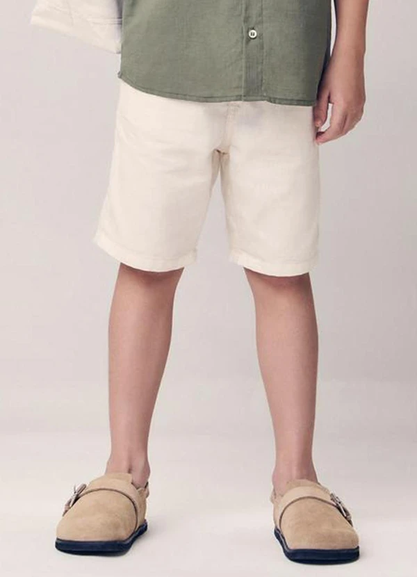 Youccie - Bermuda de Sarja com Bolso Cargo Bege