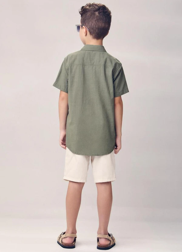 Youccie - Bermuda de Sarja com Bolso Cargo Bege 4