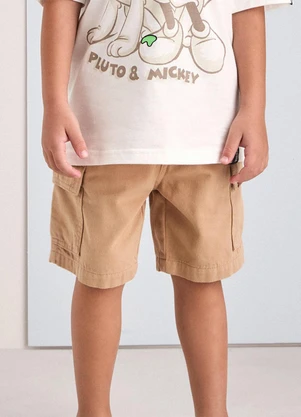 Youccie - Bermuda  de Sarja com Bolso Cargo Toffee - YOUCCIE