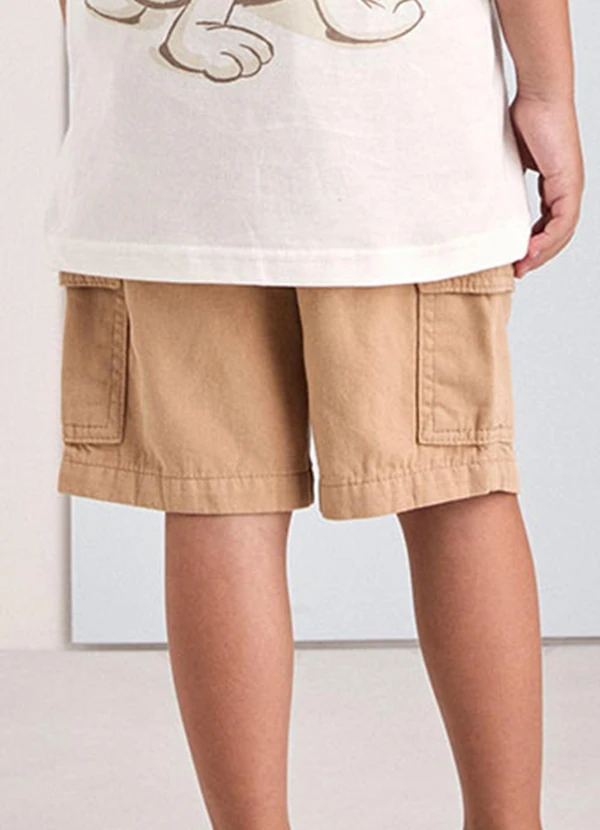 Youccie - Bermuda  de Sarja com Bolso Cargo Toffee 2