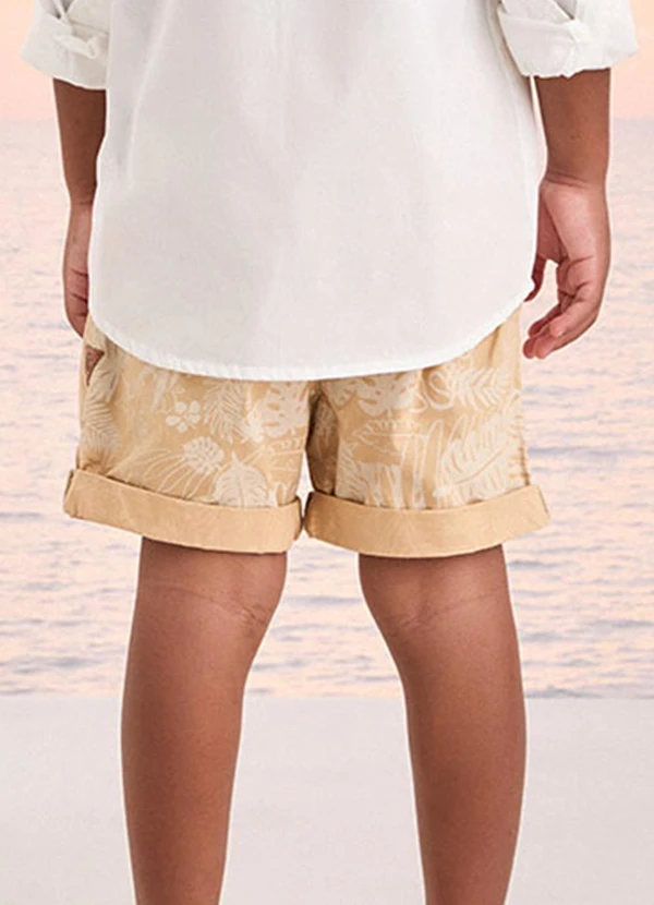 Youccie - Bermuda de Sarja com Folhagens Bege 2