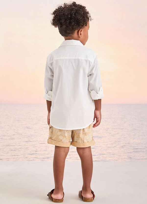 Youccie - Bermuda de Sarja com Folhagens Bege 4