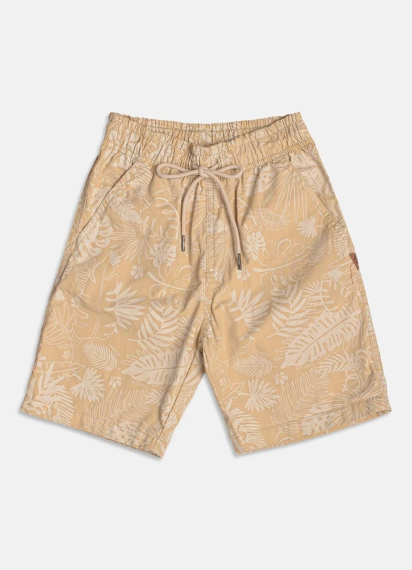 Youccie - Bermuda de Sarja com Folhagens Bege 5