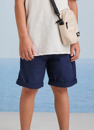 Youccie - Bermuda de Sarja Marinho com Cadarço Marinho - YOUCCIE