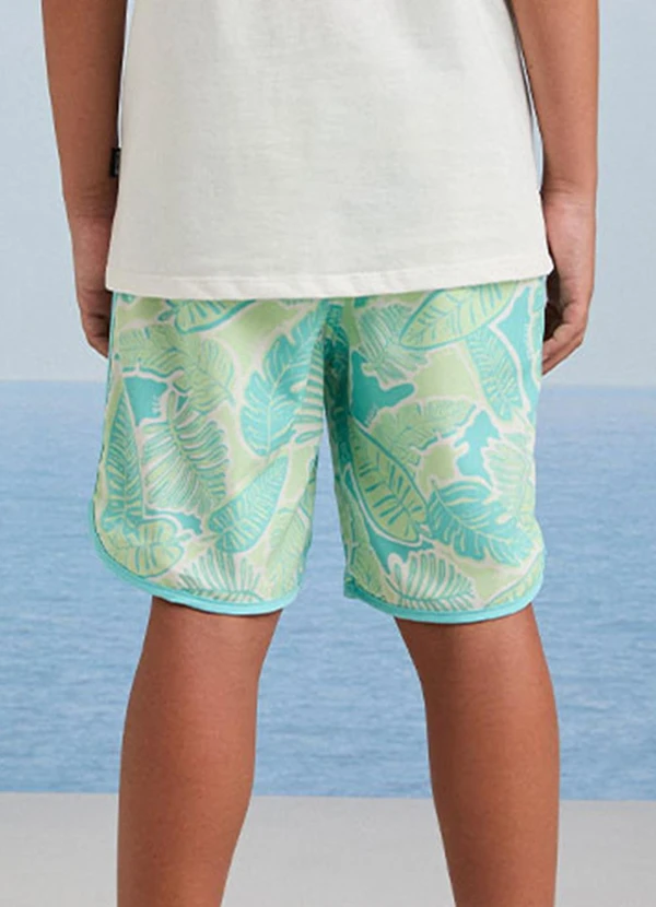 Youccie - Bermuda de Tactel com Estampa de Folhagens Verde 2