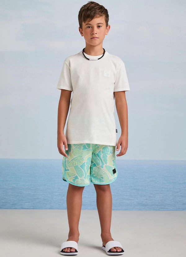 Youccie - Bermuda de Tactel com Estampa de Folhagens Verde 3