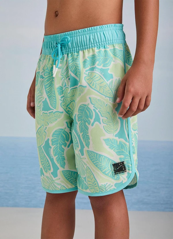 Youccie - Bermuda de Tactel com Estampa de Folhagens Verde 5