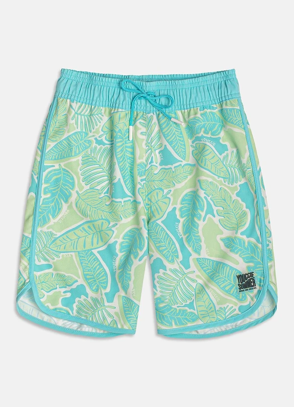 Youccie - Bermuda de Tactel com Estampa de Folhagens Verde 6