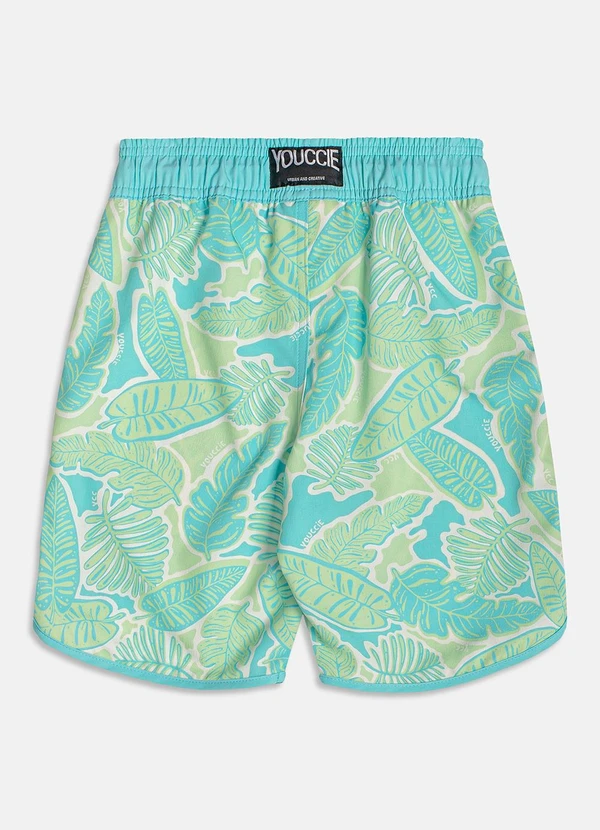 Youccie - Bermuda de Tactel com Estampa de Folhagens Verde 7