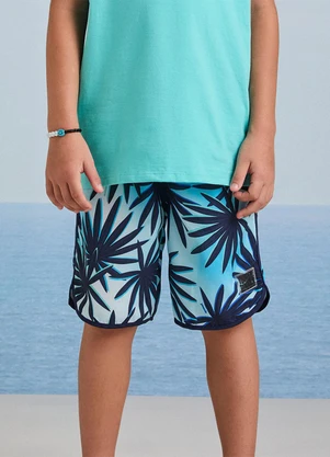 Youccie - Bermuda de Tactel de Folhagens Azul - YOUCCIE