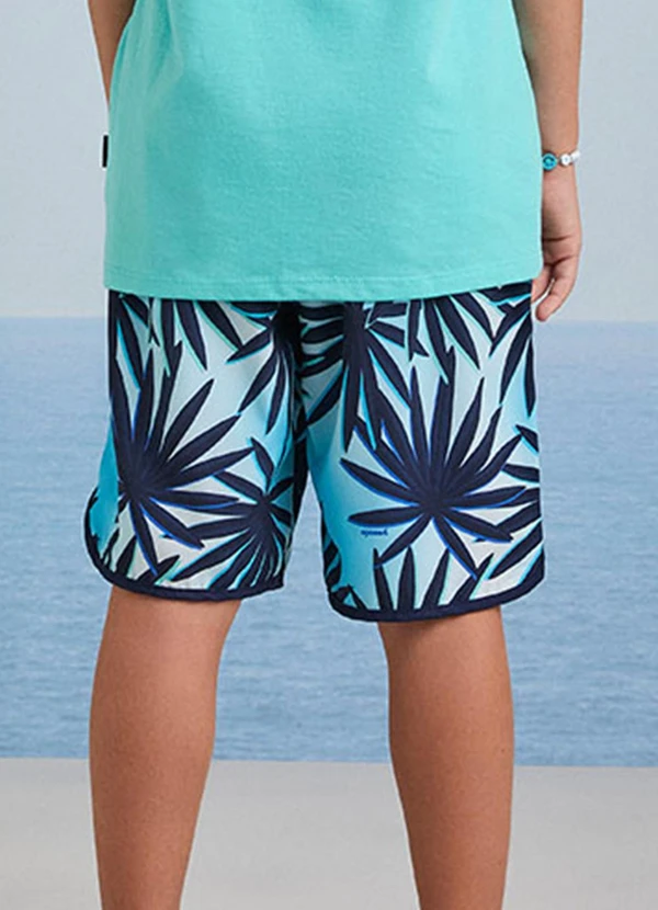 Youccie - Bermuda de Tactel de Folhagens Azul 2