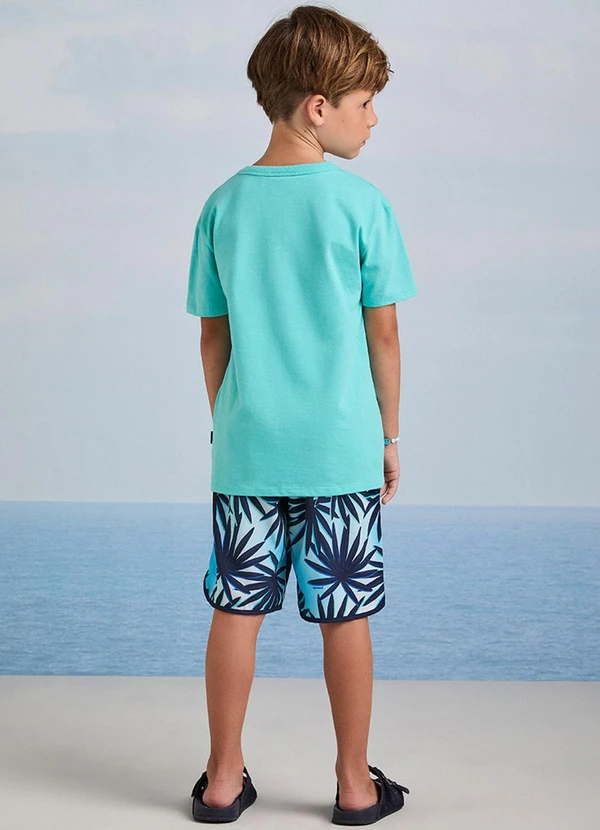 Youccie - Bermuda de Tactel de Folhagens Azul 4