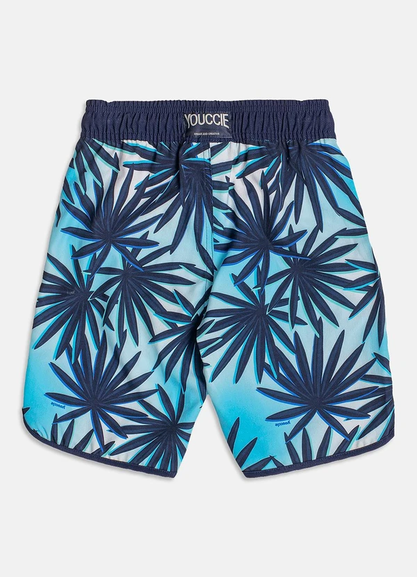 Youccie - Bermuda de Tactel de Folhagens Azul 6