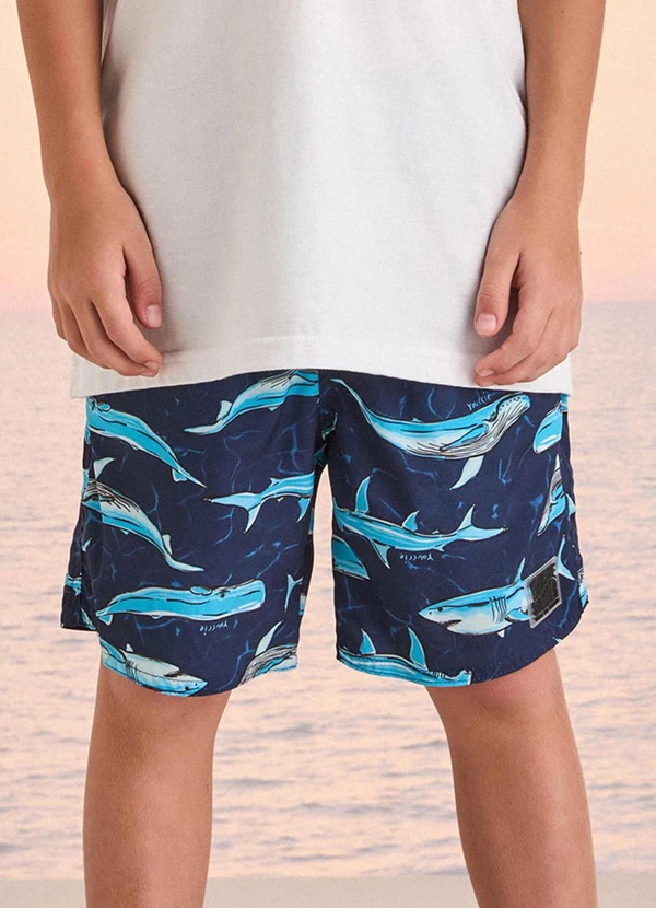 Youccie - Bermuda de Tactel Marinho Estampada Marinho 4