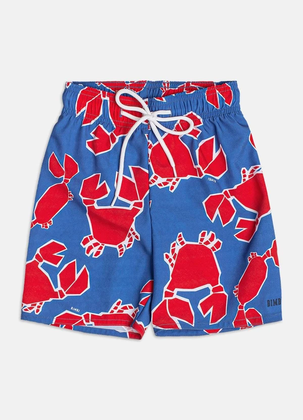 Bimbi - Bermuda de Tactel Sport com Caranguejos Azul 1