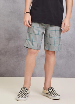 Youccie - Bermuda de Tecido Quadriculado Cinza - YOUCCIE