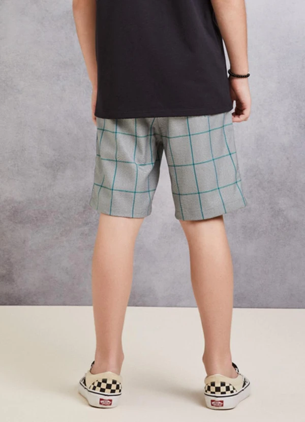 Youccie - Bermuda de Tecido Quadriculado Cinza 2