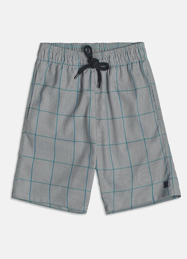 Youccie - Bermuda de Tecido Quadriculado Cinza 4