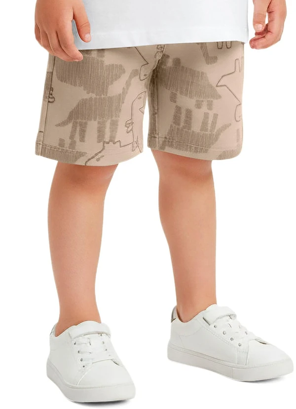 Malwee Kids - Bermuda Dinossauros em Microfibra Bege 1