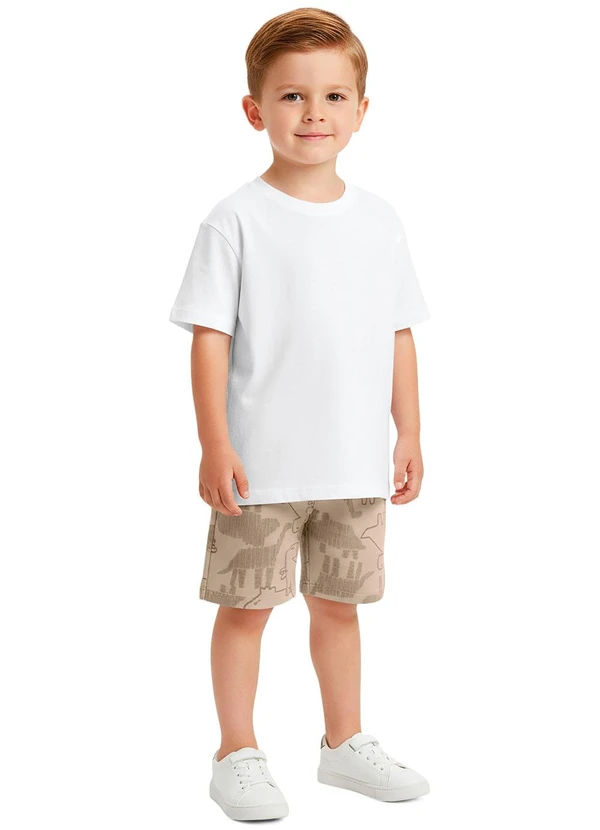 Malwee Kids - Bermuda Dinossauros em Microfibra Bege 2