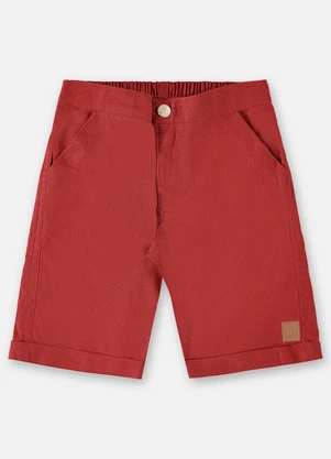 Up Baby - Bermuda em Linho para Menino Vermelho - UP BABY