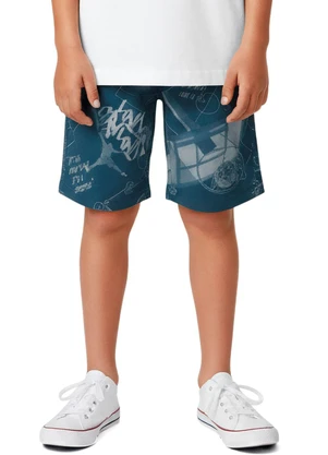 Malwee Kids - Bermuda em Microfibra Estampada Azul Escuro - MALWEE KIDS