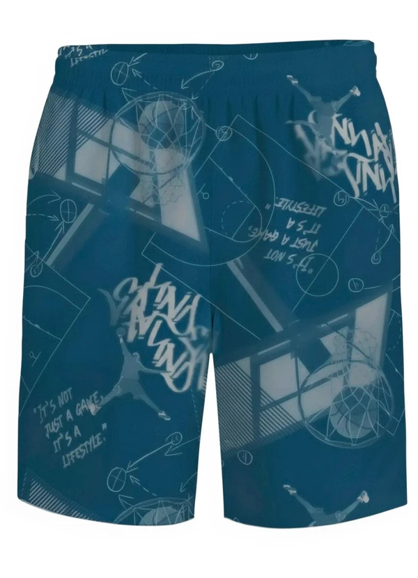 Malwee Kids - Bermuda em Microfibra Estampada Azul Escuro 3