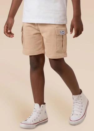 Brandili - Bermuda em Moletinho com Bolsos Bege - BRANDILI