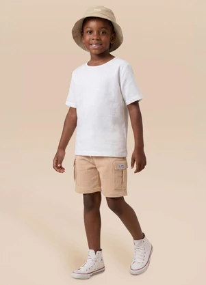 Brandili - Bermuda em Moletinho com Bolsos Bege - BRANDILI