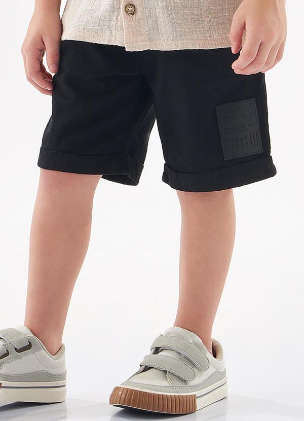 Up Baby - Bermuda em Sarja Infantil Preto