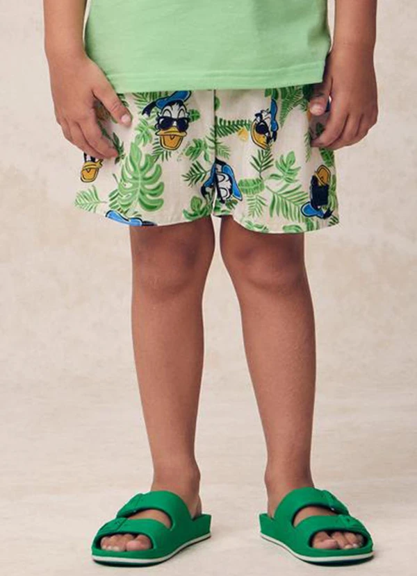 Youccie - Bermuda em Tactel Sport do Donald Duck Bege