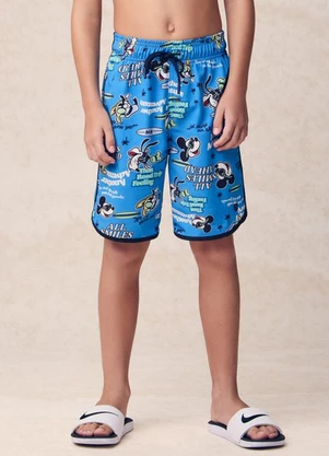 Youccie - Bermuda Estampada de Mickey e Amigos Azul - YOUCCIE