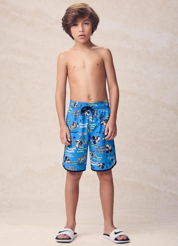 Youccie - Bermuda Estampada de Mickey e Amigos Azul 3